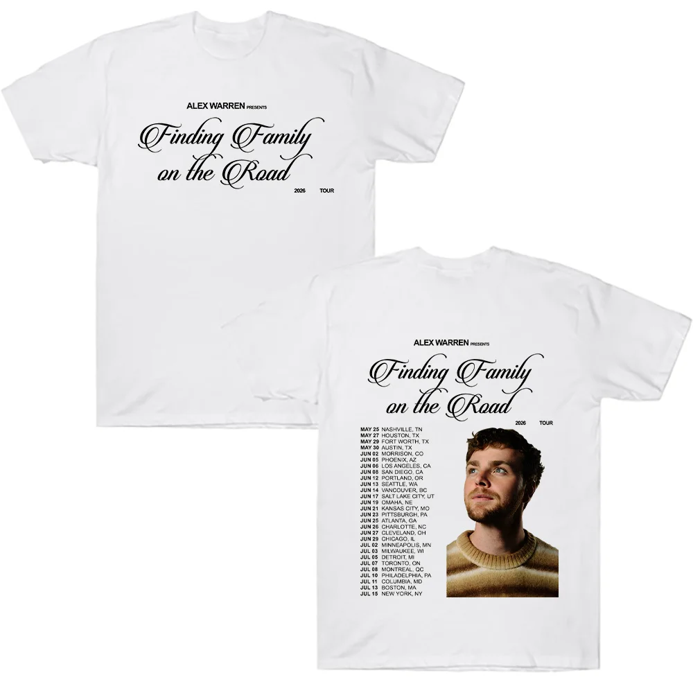 أليكس وارن العثور على الأسرة على الطريق 2026 جولة تي شيرت قصير الأكمام القطن تيز Comfor الصيف النساء الرجال الملابس جودة عالية