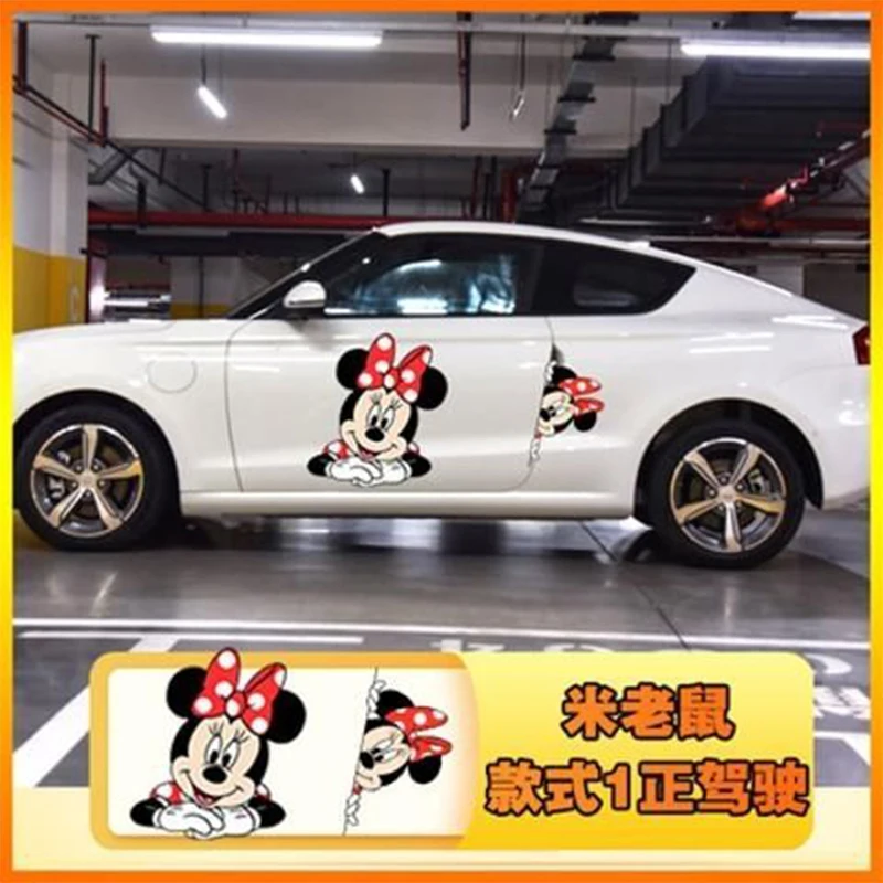 Sanrio Mickey Kawaii Anime Car Decoration Universal Sticker Car Stickers Water Proof Car Door Cover Body Decoration Cute 2024