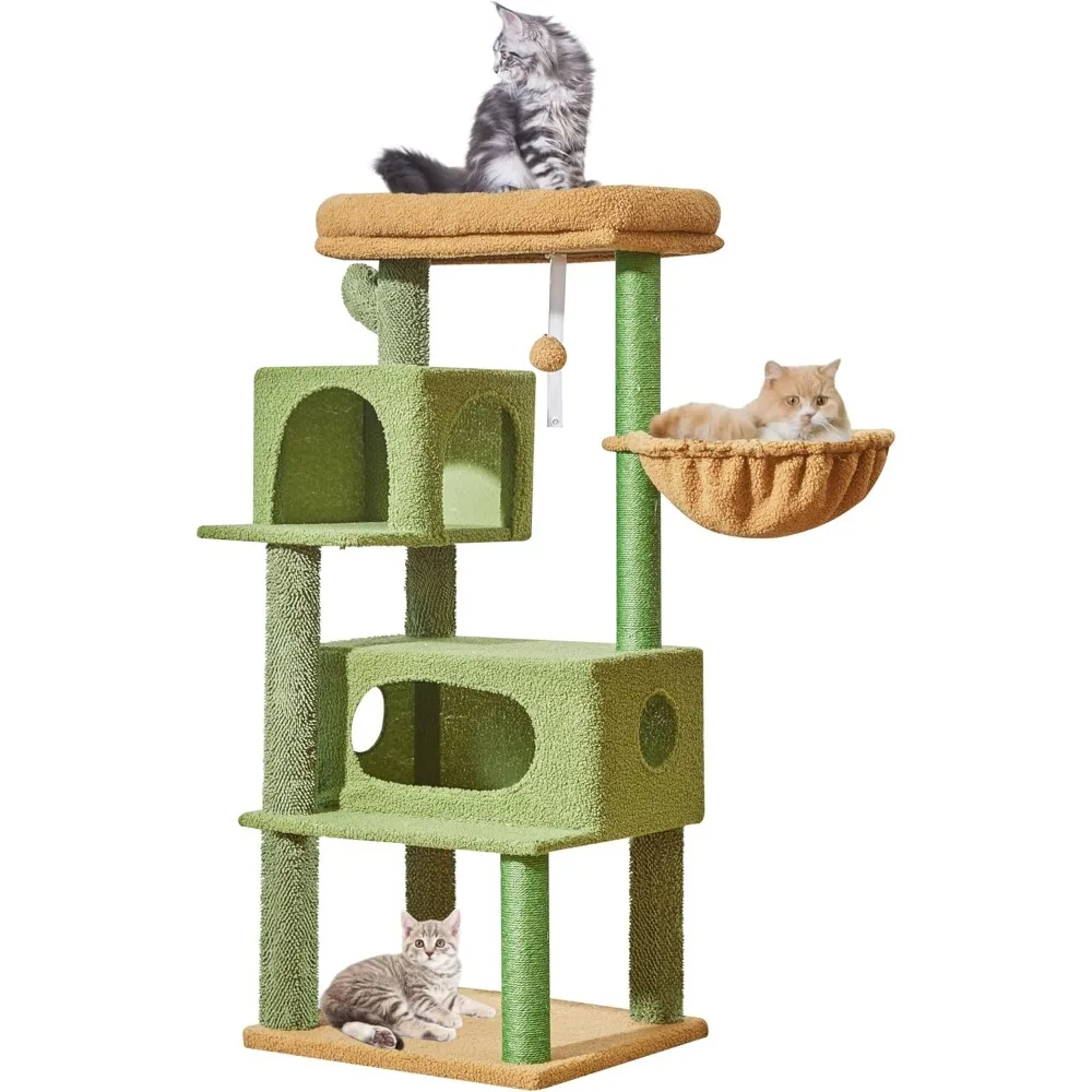 

Taoqimiao Cat Tree,49-Inch Cat Tower for Indoor Cats,2 Luxurious cat condo with Adjustable Large Hanging Baskets and Large Luxur