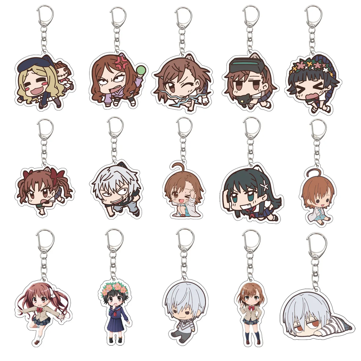 Gifts/55MM Anime A Certain Scientific Railgun  Keychain Misaka Mikoto/Shirai Kuroko/Uiharu kazari Key Chain Christmas Gifts