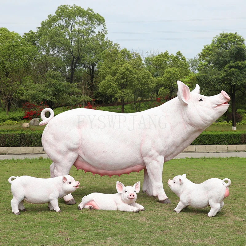 Statue de jardin en résine - Cochon - Décoration pour jardin et patio