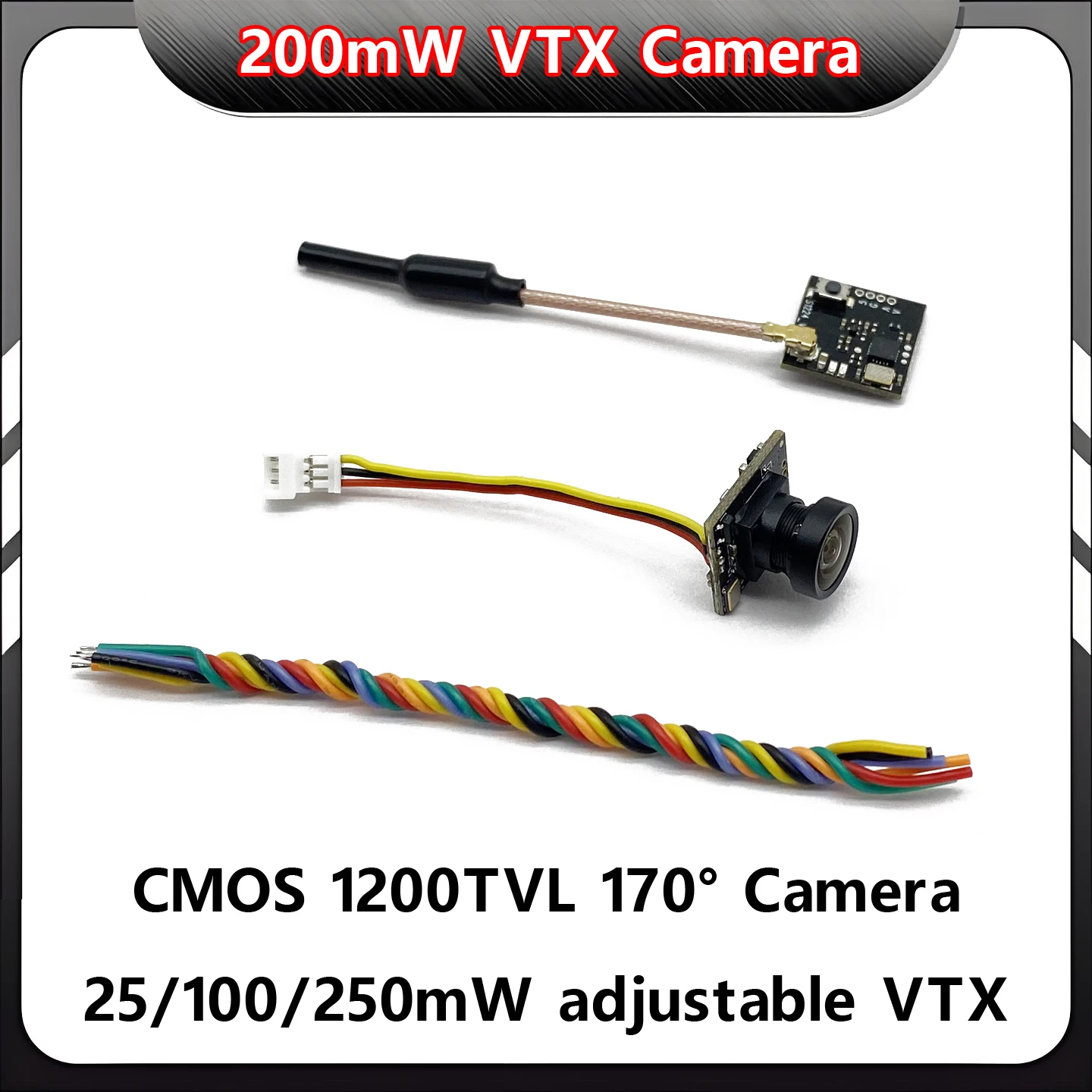 

5.8G 48CH 250mW Mini VTX Power Adjustable FPV Transmitter Launcher and CMOS 1200TVL fpv camera use for RC FPV racing drone