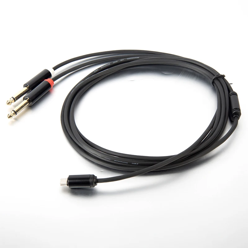 DC003 Yinyu 2M Type C to Dual 1/4 Inch TS Cable with Gold-Plated Connectors for Smartphone Audio Interface and Music Recording
