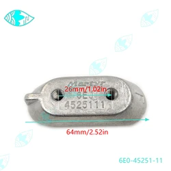 For Yamaha Outboard Motor 8-60HP 2 Stroke or 4 Stroke Boat Engine 6E0-45251 6E0-45251-11 Zinc  Anode