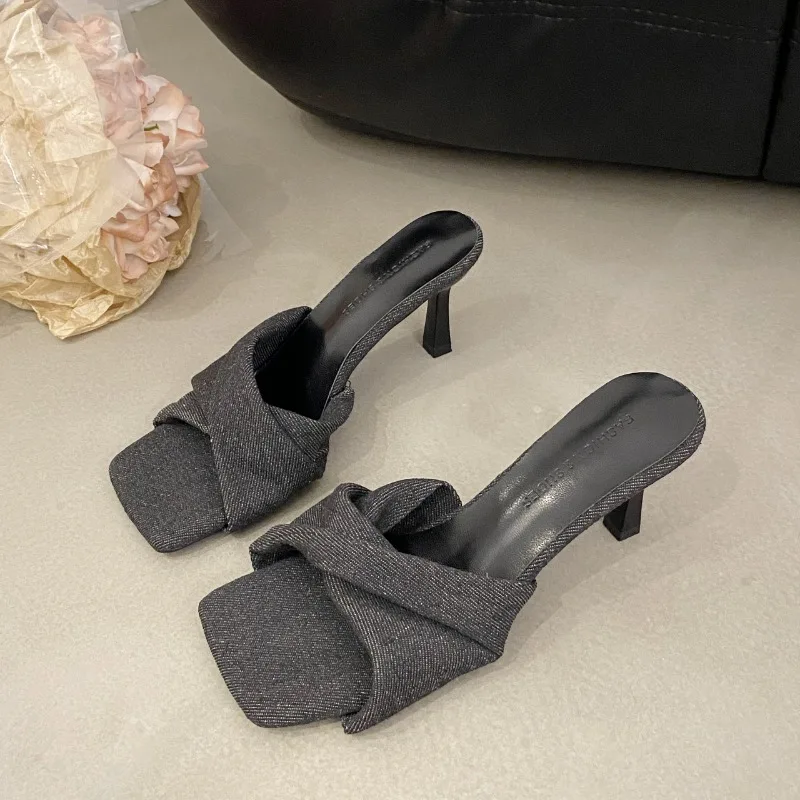 Women Slippers 2024 Summer New Square Low Heel Shoes Fashion Brand Ladies Elegant Slides Outdoor Casual Sandals Women Sandals