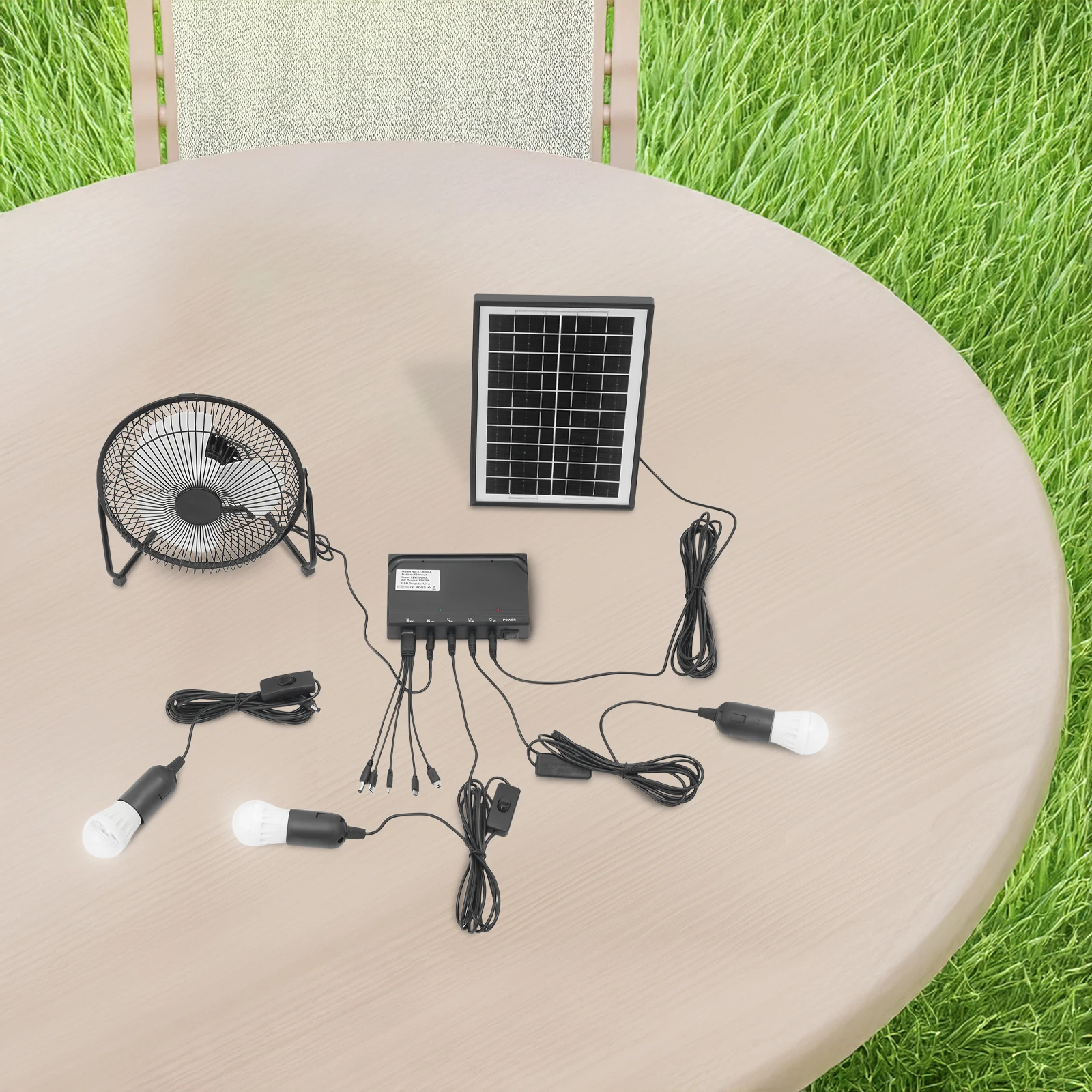 

Комплект ламп с солнечным вентилятором, эффективное преобразование, практичный инструмент для домашнего освещения, открытый кемпинг, сад, лужайка, пейзаж, парк, дорожка