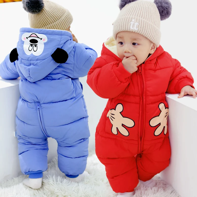 

2024 Autumn Winter Baby Boy Rompers Cartoon Plus Velvet Newborn Boy Jumpsuit Toddler Boy Overalls Infant Boy Snowsuit Coat