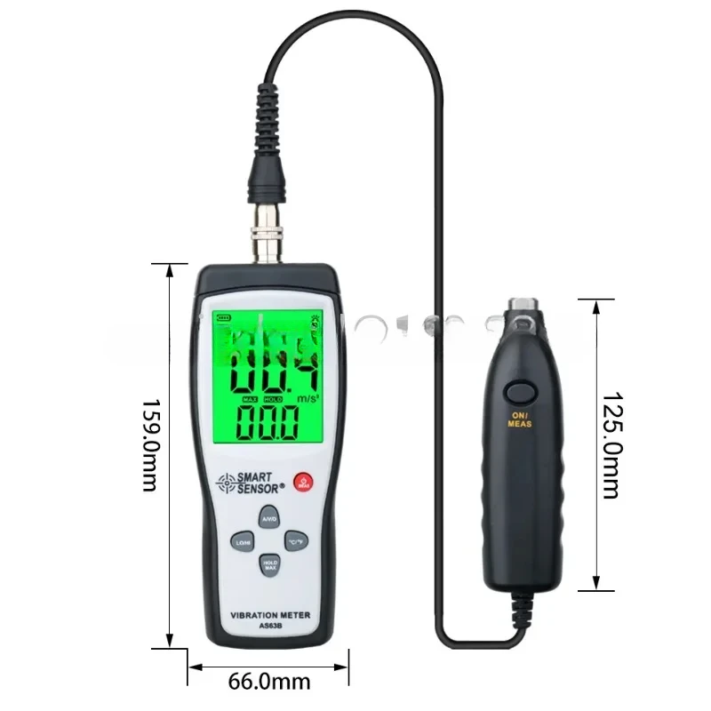 FOR  Smart Sensor AS63B 10HZ~1KHZ 0.1~199.9m/s Precision Vibration measurer Tester Gauge Analyzer Digital vibration meter