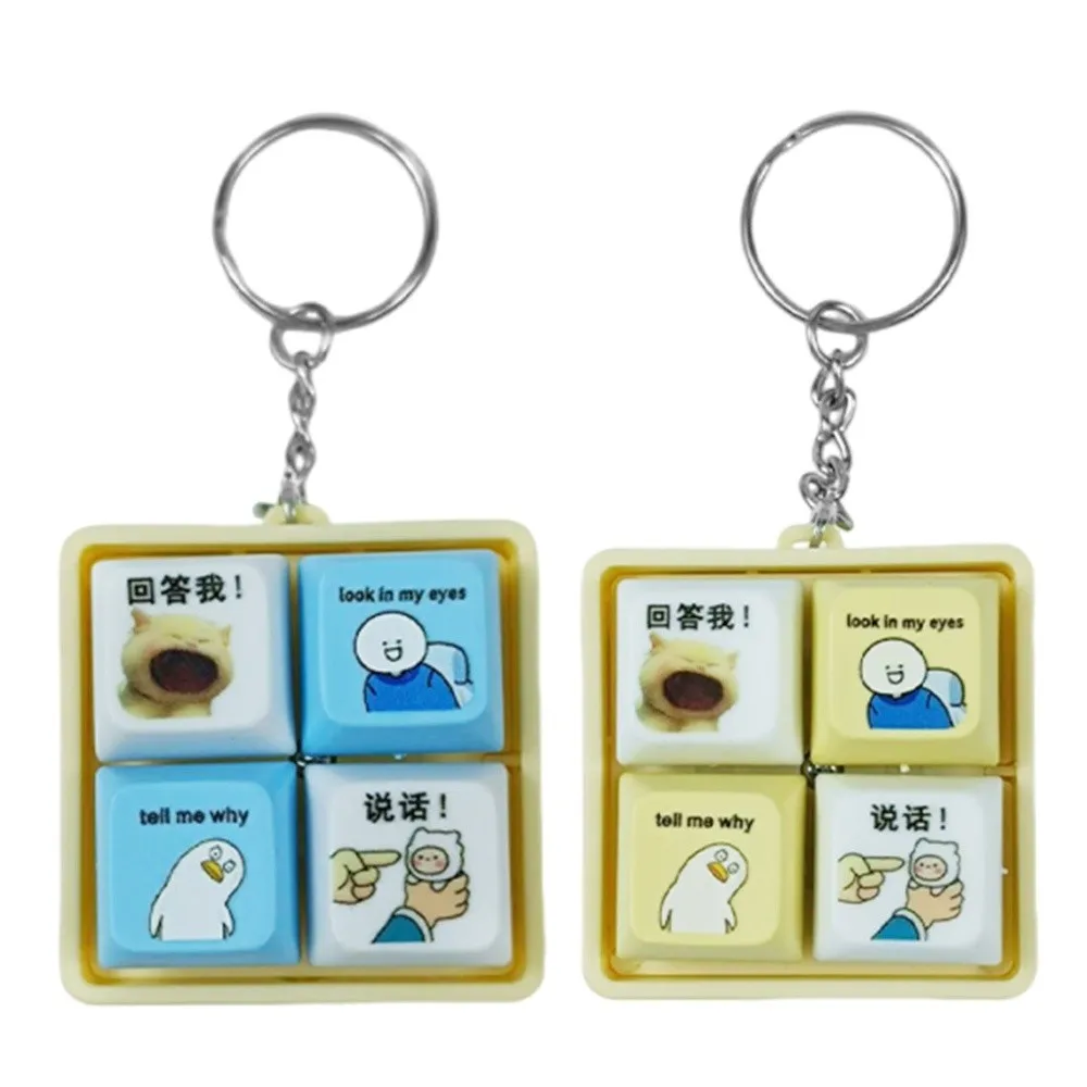 Keys Button Answer Me Button Pendant Toy Pass The Time Glowing Keyboard Stress Relief Keychain Pendant Relaxing Sound Emulator