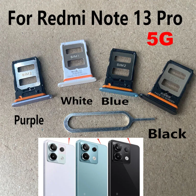 New For Xiaomi Redmi Note 13 Pro + Plus 4G 5G Sim Card Tray Slot Holder Socket Adapter Connector Repair Parts Replacement