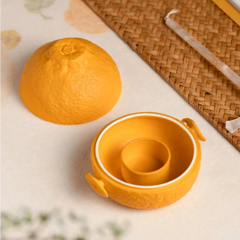 Hot Pot Inkstone Lid Cute Ugly Orange Anti Dry Ink Dish For Small Regular Script Calligraphy Chinese Painting Stationery Tackle