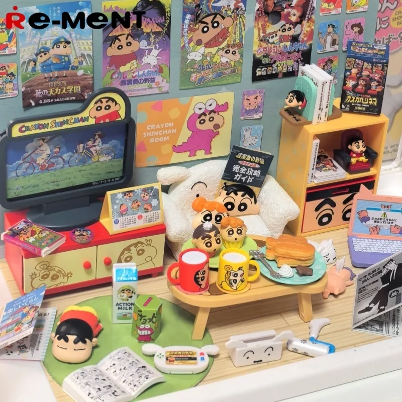 

RE-MENT Crayon Shin Chan Room Cute Mini Scene Series Anime Action Figure Doll Model Toys Trendy Blind Box Collect Ornaments Gift