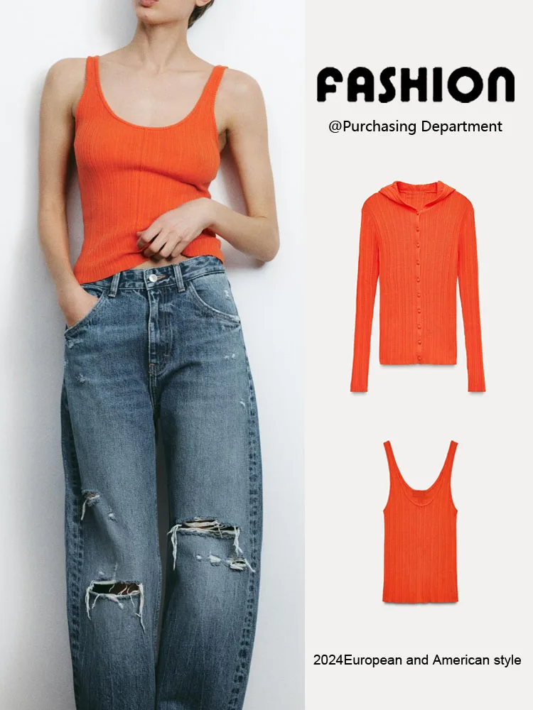 

Spring New Arrival Women's Long Sve Knitted Jaet round Ne Knitted Top Faionable Two-Piece Set Long Pants Overhead