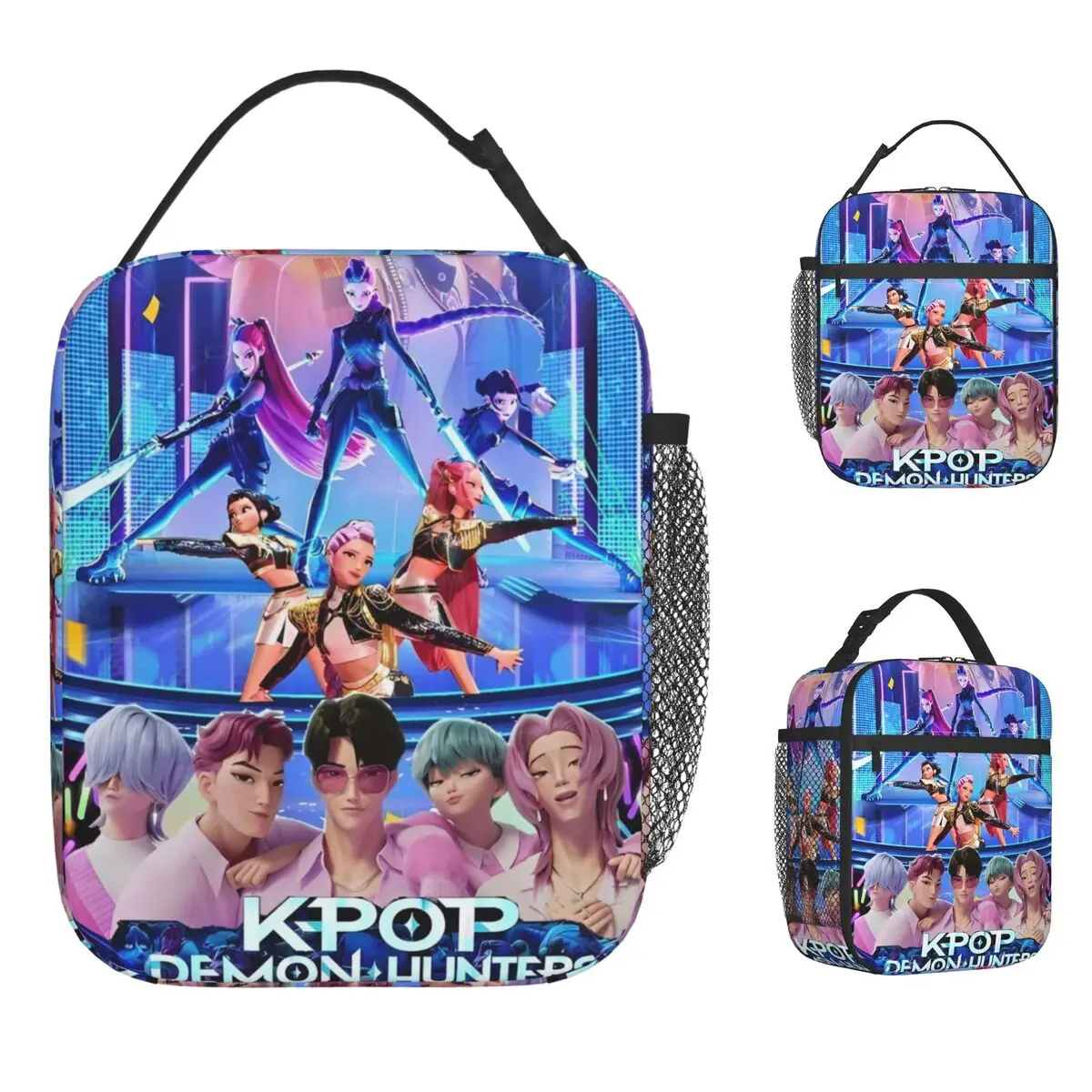 

KPop Demon Hunters Сумка для обеда Досуг Ланч-бокс для школы унисекс Портативная сумка-холодильник на молнии Водонепроницаемые термосумки для обеда с принтом