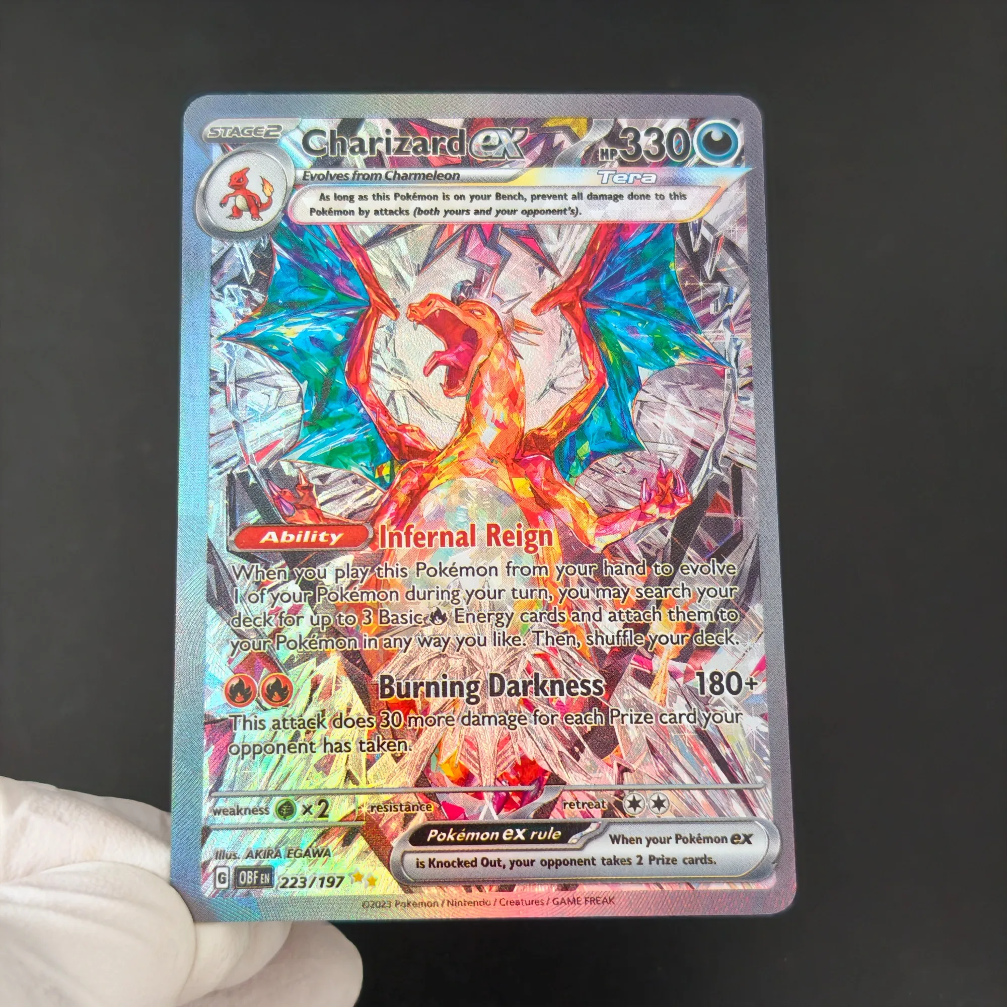 English TCG Proxy Card PKM Paldean Fates Tera Charizard EX Holo/Flash Self Made Classic Game Collection Cards Gift Toy