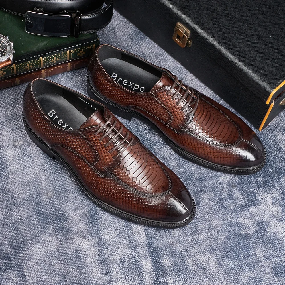Men's Genuine Leather Oxfords Black Coffee Formal Shoes