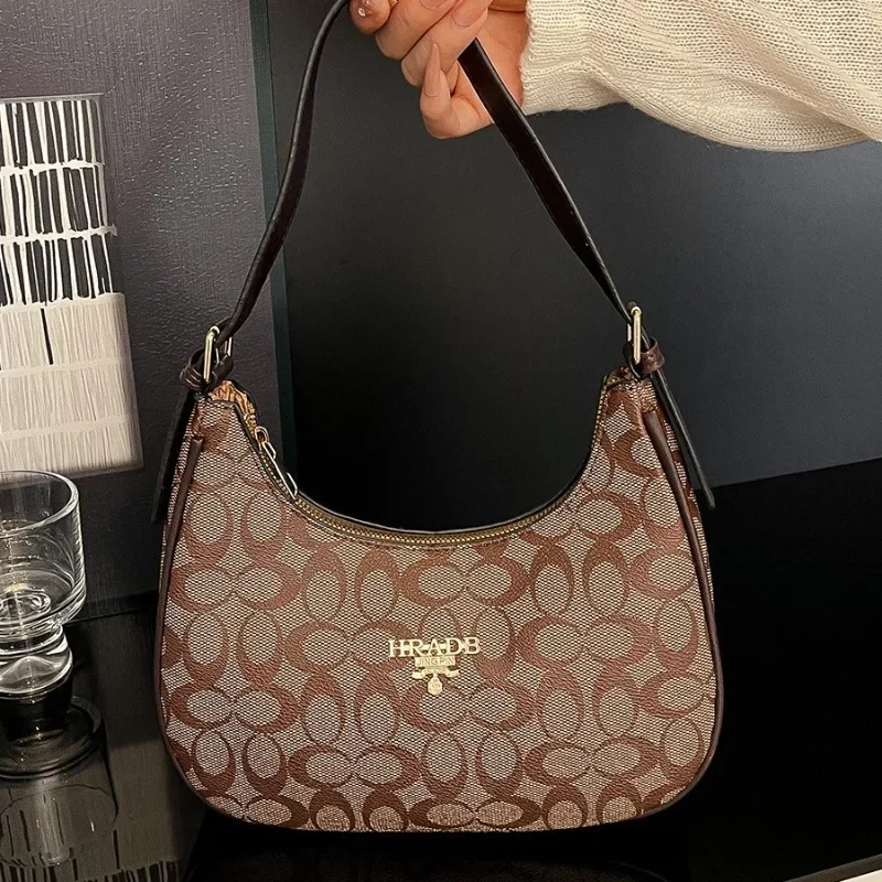 

‌ 2025 Новая большая сумка через плечо с ретро-принтом для женщин, французская сумка для хлеба, просторная рабочая сумка, винтажная сумка через плечо