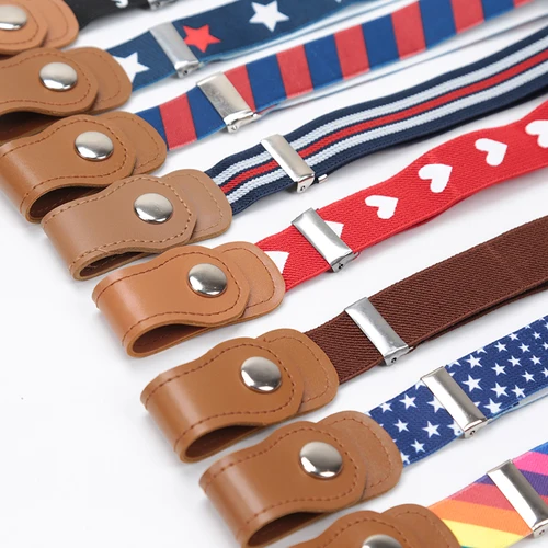 Imagen 2 del producto Nuevo cinturón elástico sin hebilla para niños y niñas, cinturón elástico sin hebilla, ajustable, para pantalones vaqueros, cinturones perezosos