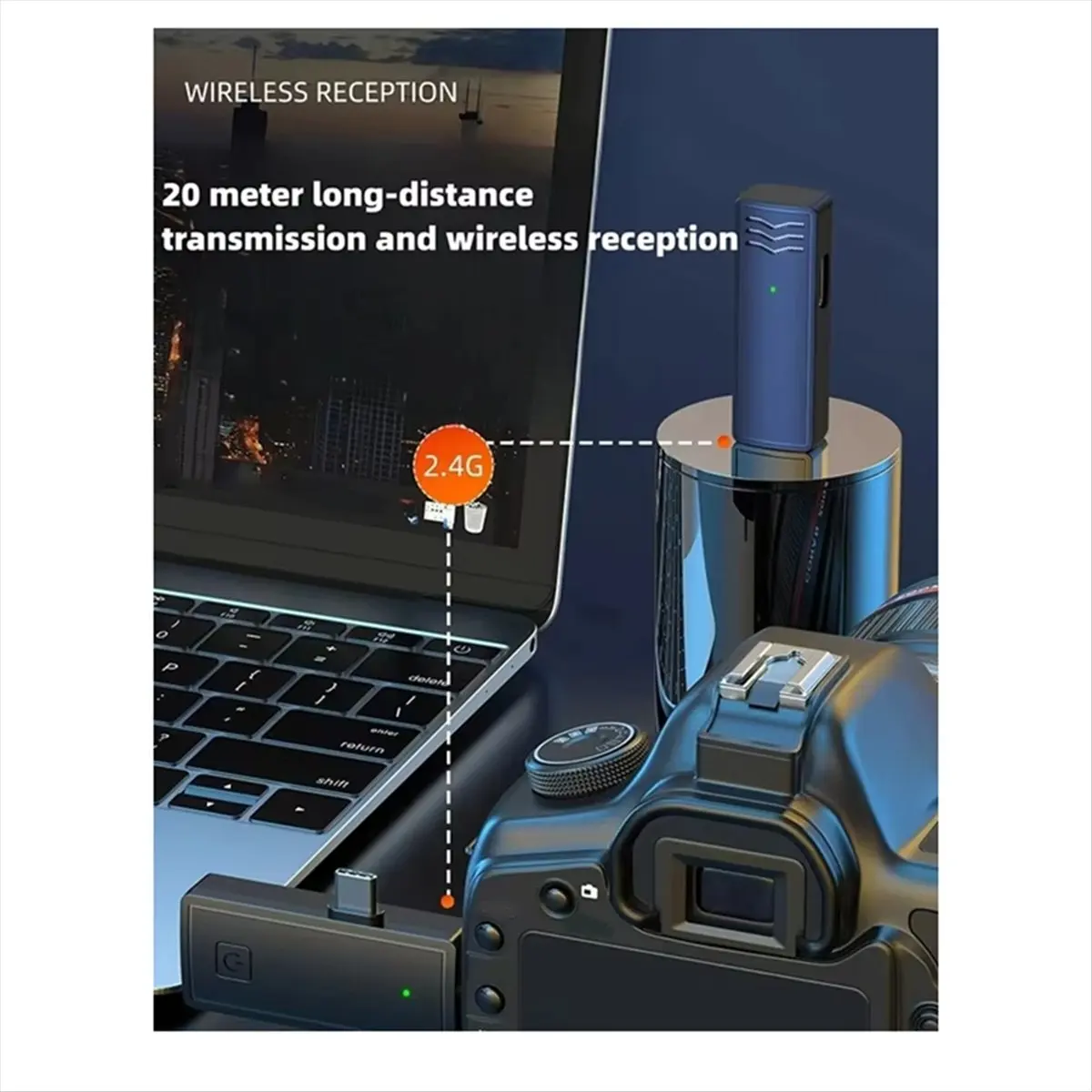 【~ New Y24A】Wireless Lavalier Microphone 2.4G Noise Reduction Portable Intelligent Audio Mic for Outdoor Live Broadcast Vlog
