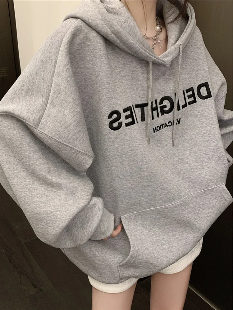 2025 신상 데이비드 후드티 가을/겨울 한국판 루즈핏 만능 후드 여성 플러시