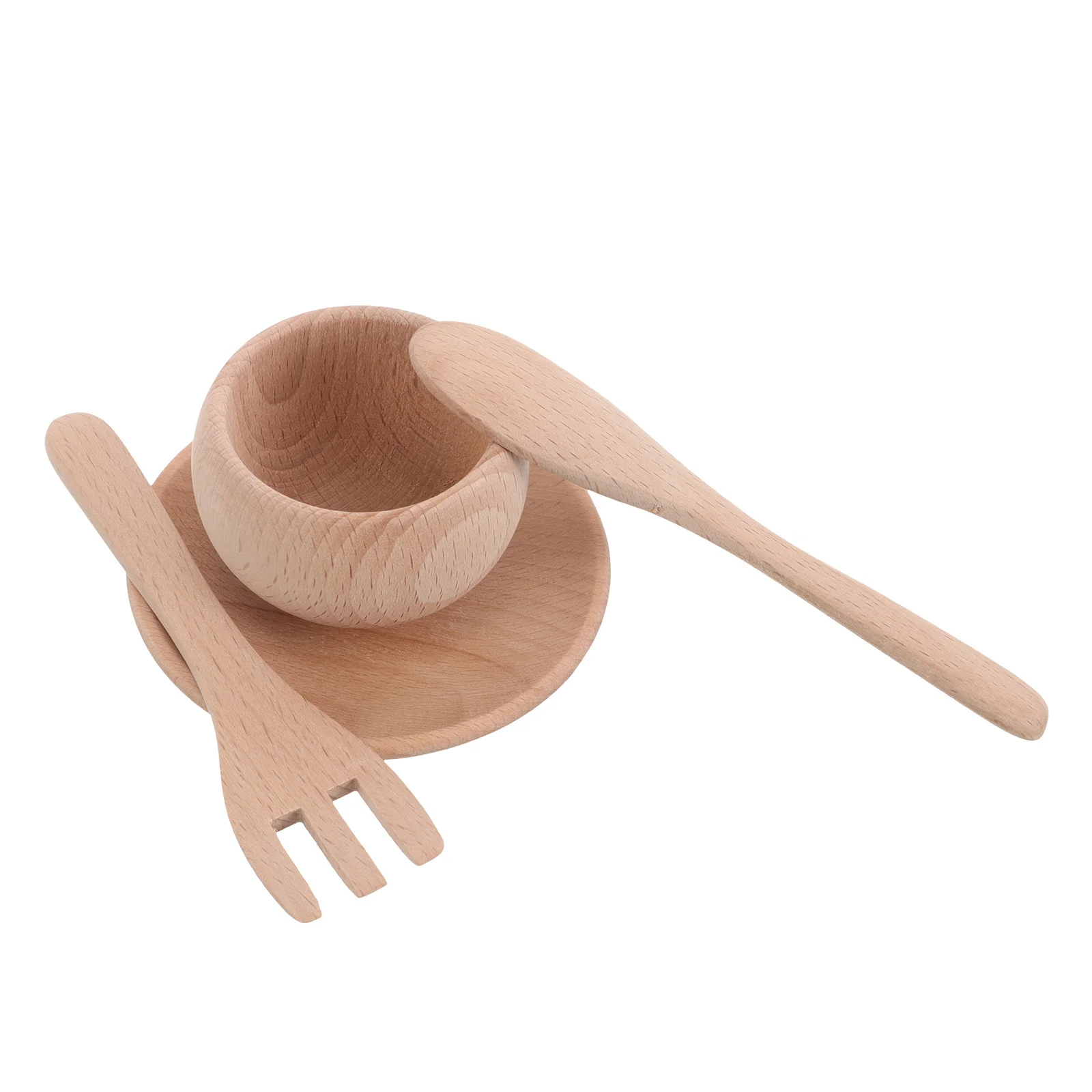 

Kitchen Utensils Toys Fork Pretend Play Toddler Accessories Cookware Plates Wood Playset