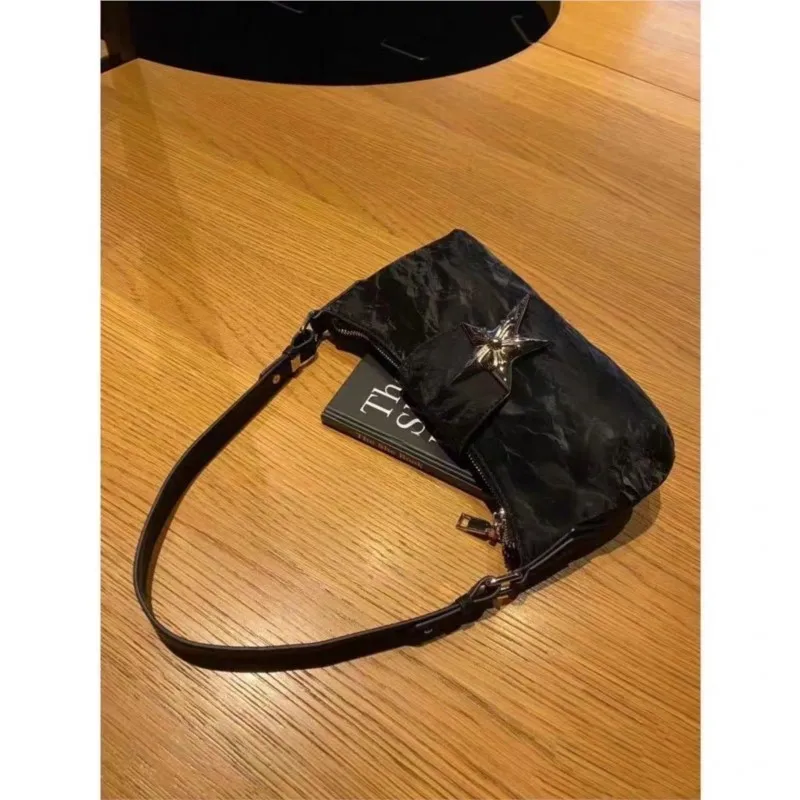 JIAERDI Vintage Star Y2k Bag Women New Hot Girls Leather Handle Underarm Bag Purse Female Retro Brown Shoulder Bag Handbag Chic