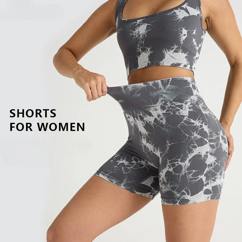 

Mileegirl Seamless Tie Dye Women Yoga Shorts High Waist Sports Wear Quick Dry Gym Fitness Tights Hip Lift Workout Running Shorts