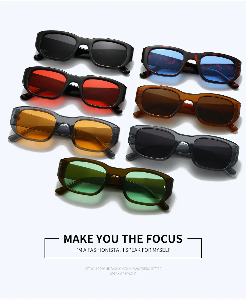 BOYSEEN Rechteckige orangefarbene Sonnenbrille Strandsonnenbrille Herren-Sonnenbrille im Hip-Hop-Stil – Detail 2