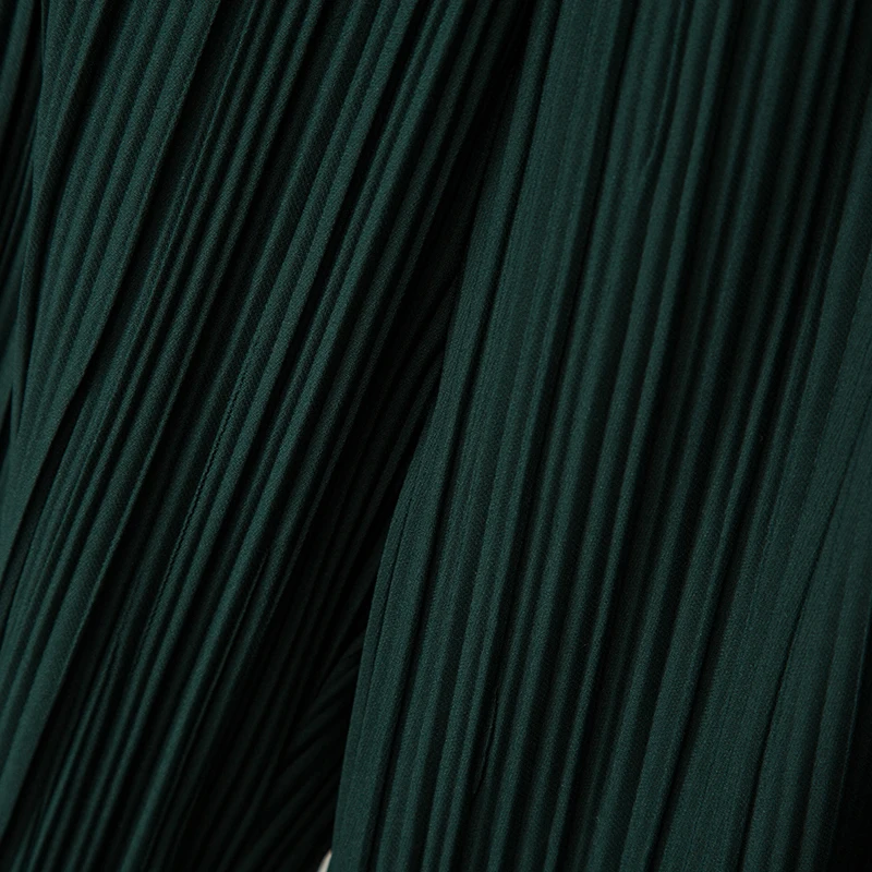 High Waist Pleated Chiffon  Color Straight Leg Loose Fit Long Pants Casual Trousers for Women Ele Draped Sle