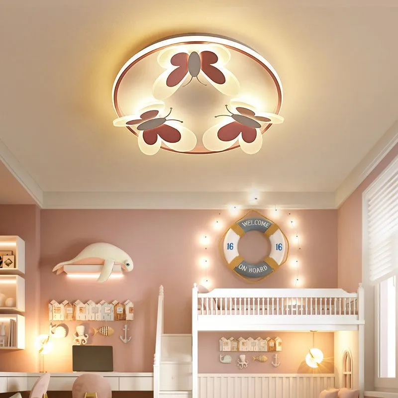 Kids ceiling lamp Butterfly Decorative pink ceiling light Study Children Room Kid Salon Creative Lamps Indoor girl bedroom lamp