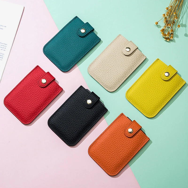 

100% Genuine Leather Card Holder Fashion High Quality Wallet Slim Credit Card Sleeve Rfid Blocking Anti Theft Brush Card Bag New