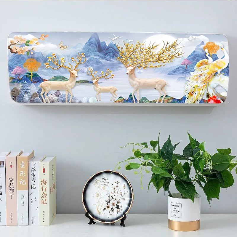 Fashion Printed Air Conditioner Cover Fabric Protective Case Dustproof Hanging Air Conditioning Full Body Package Home Decor