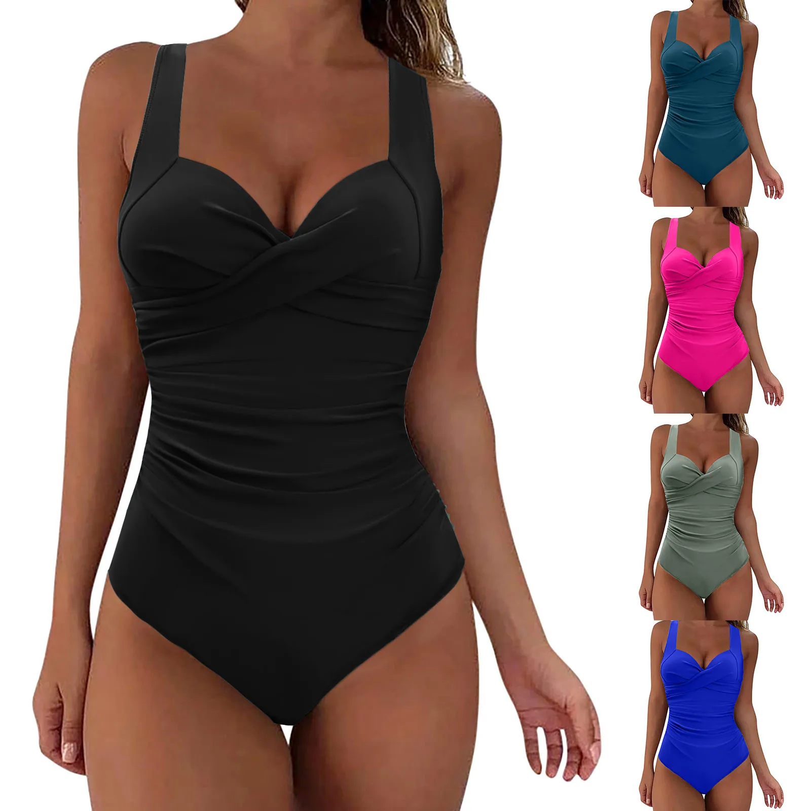 Sexy One Piece 2024 Swimsuit Push Up Swimwear Women Ruffle Monokini Adjustable Shoulder Swimsuit Bodysuit Bathing Suit Swim Wear