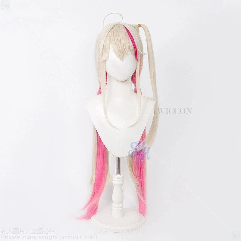 Juego de Cosplay de Jackal, disfraz de Anime de la diosa de la victoria Nikke, peluca larga de color rosa degradado Beige, tocados resistentes al calor para niñas Jirai Kei