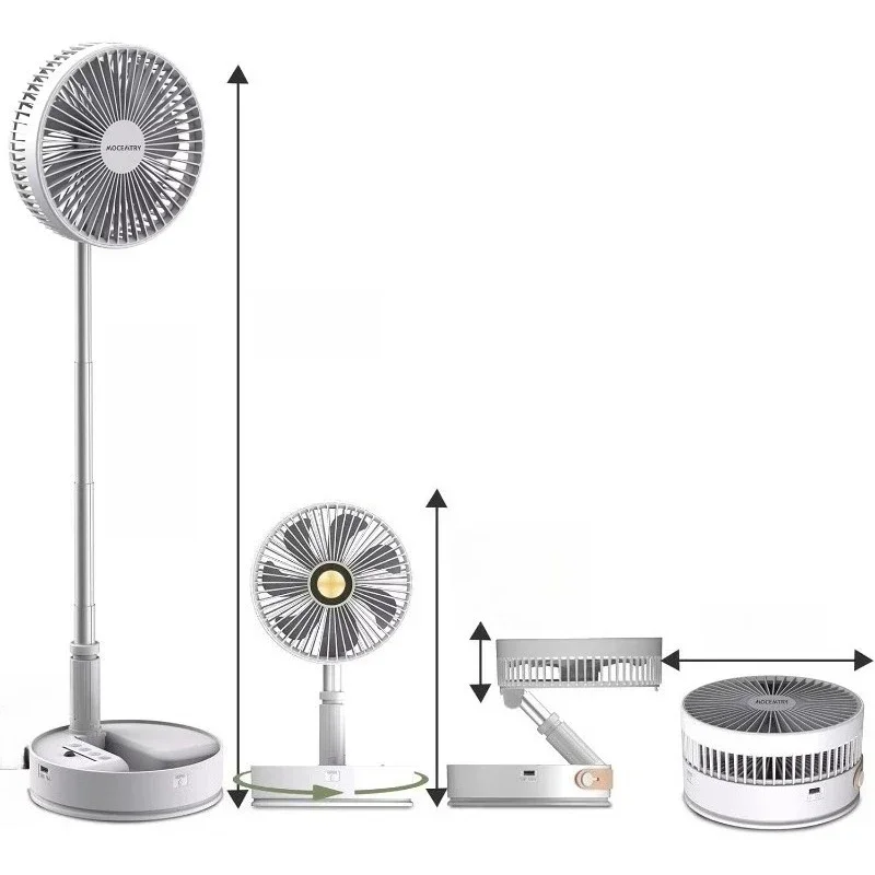 -P1000-WH C Type 7200mAh Rechargeable Portable Folding Remote Control Fan Cooling Vertical Retractable Electric Outdoor Fan