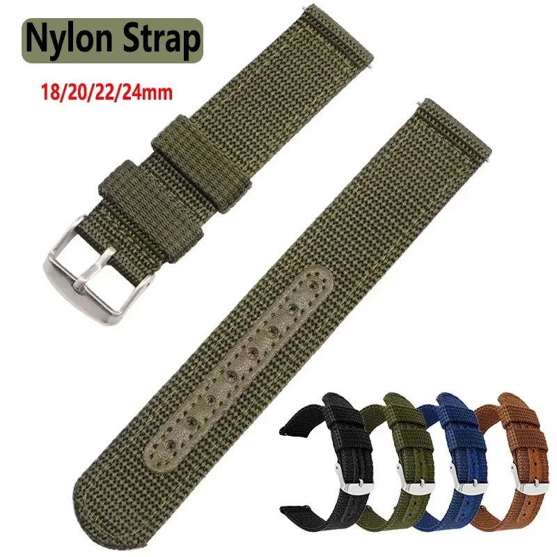 Gewebtes Nylon-Uhrenarmband, 18 mm, 20 mm, 22 mm, 24 mm, weicher Gürtel, atmungsaktives Canvas-Armband, Ersatzarmband für Smartwatch