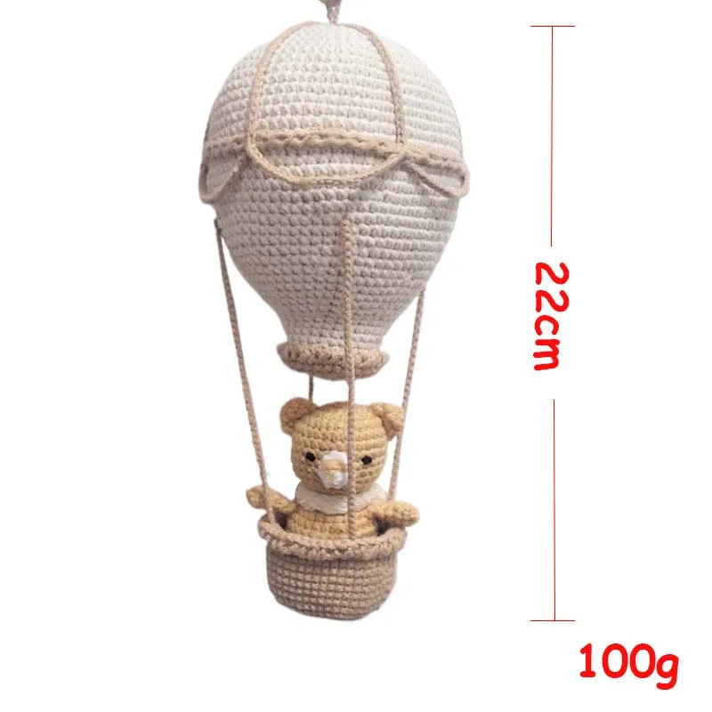 Handmade crochet hot air balloon wall hanging