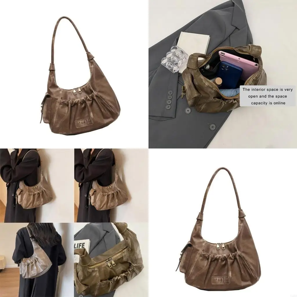 

Shoulder Bag Clutch Purse Pu Leather Saddles Bag Handbag Trendy Underarm Bag