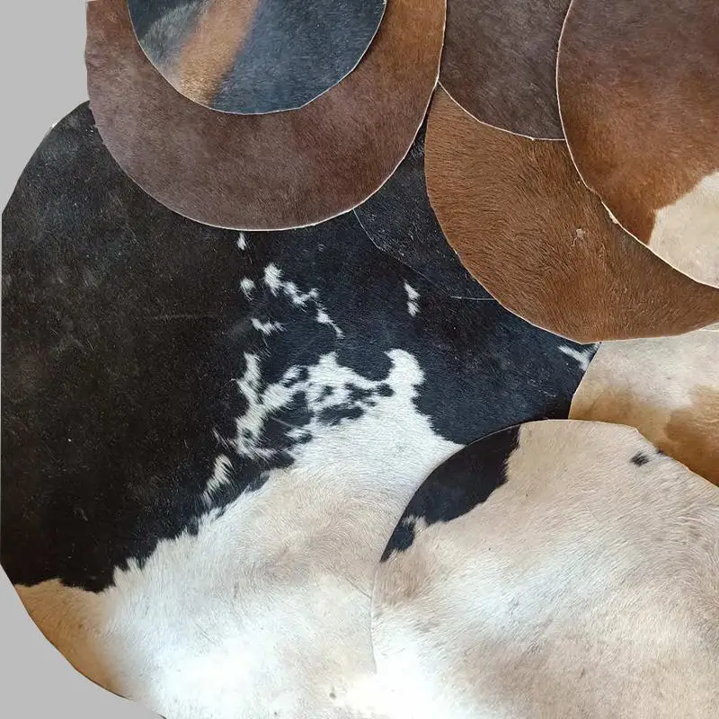 1Pc 35/45/55Cm Diameter Cow Fur Leather Percussion Musical Instrument Hand Diy Drum Skin Accessories Drumhead