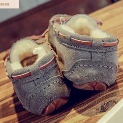 Winter Women Leather Soft-soled Loafer Shoes Peas Shoes Casual Non-slip Womens Shoes Driving Shoes Comfortable Leather Shoes