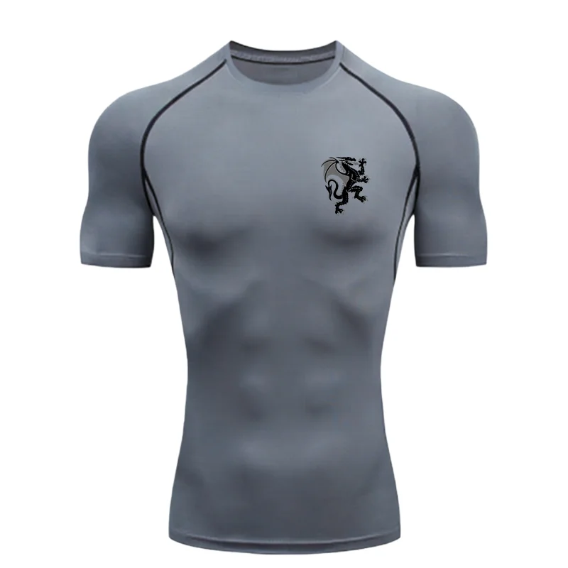 Dragon Pattern 2026 Men Sports T-shirt Training Fitness Compression Workout T-Shirt Rashgard Tops Quick Dry Short Sleeve T-Shirt