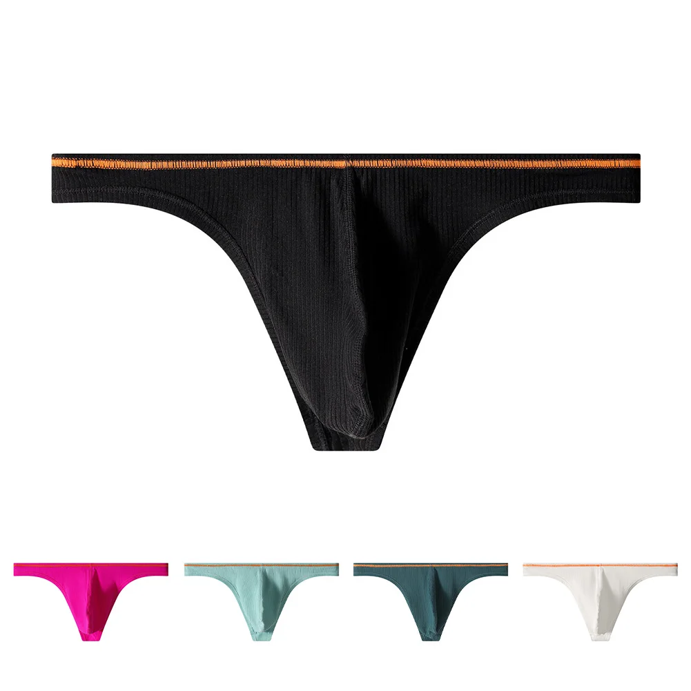 

Men Sexy Briefs Solid Thin Edge G-strings Thongs Elastic Low Rise U Pouch Underwear Panties T-Back Thongs Underpant