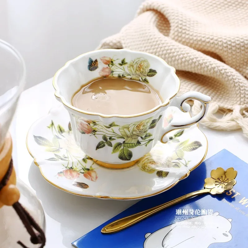 osso china conjunto de café estilo camélia porcelana britânica conjunto chá cerâmica pote creamer açúcar tigela chá bule xícara café coff