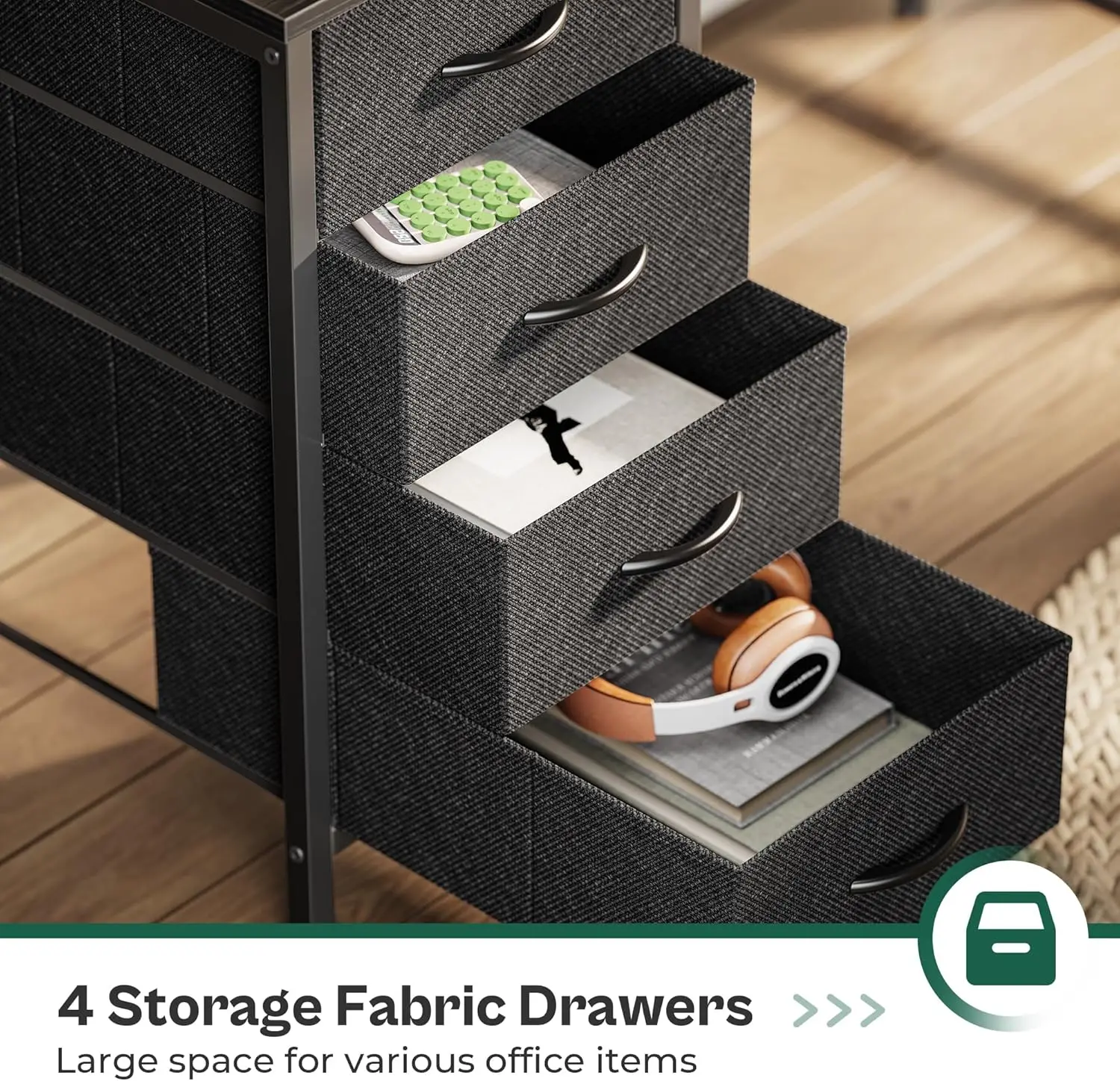 مكتب ألعاب مقاس 47 بوصة مزود بمنافذ طاقة وأضواء LED و4 أدراج، أسود #5