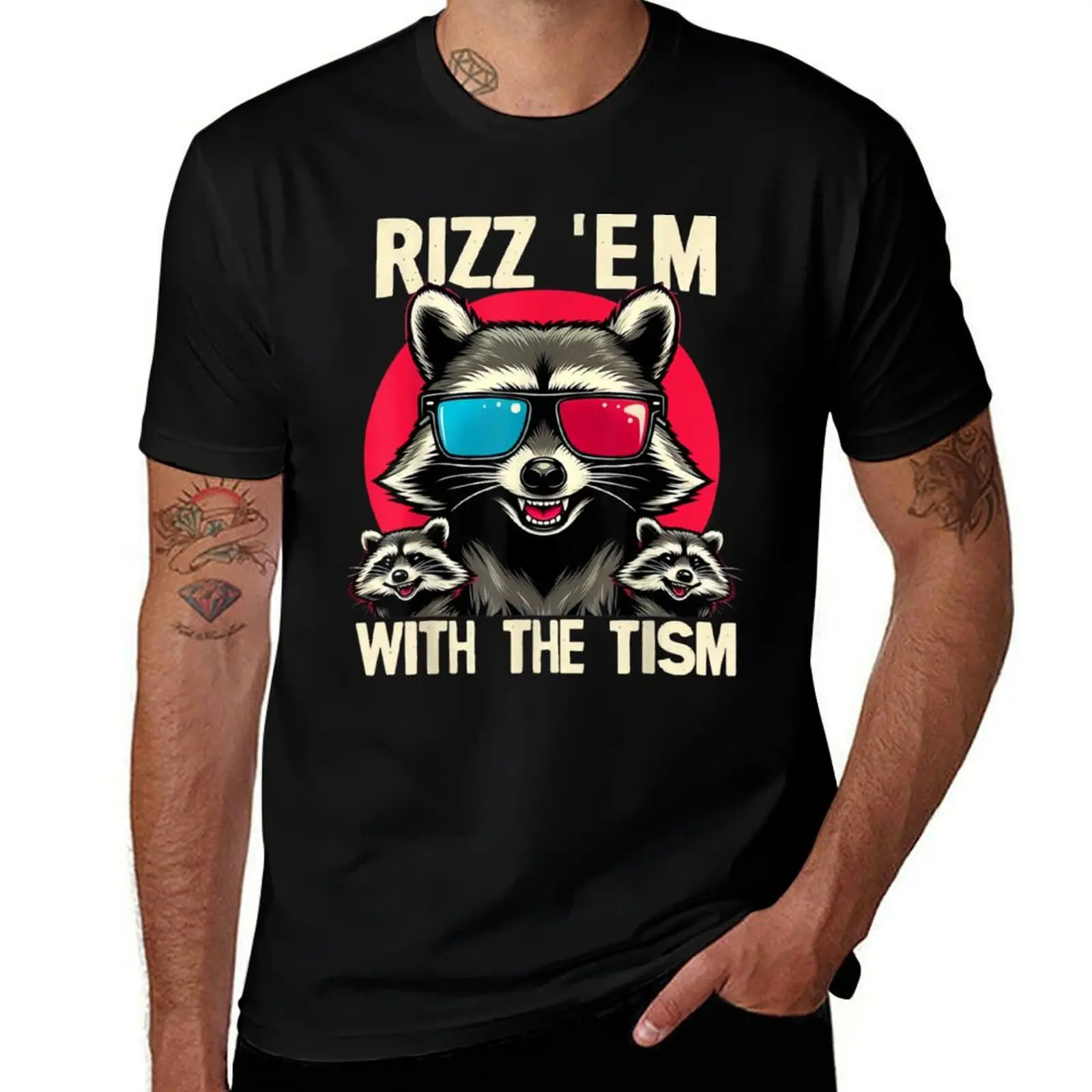 Rizz Em With The Tism Retro Vintage Raccoon T-Shirt t shirt man luxury cotton t shirt pack T-Shirt