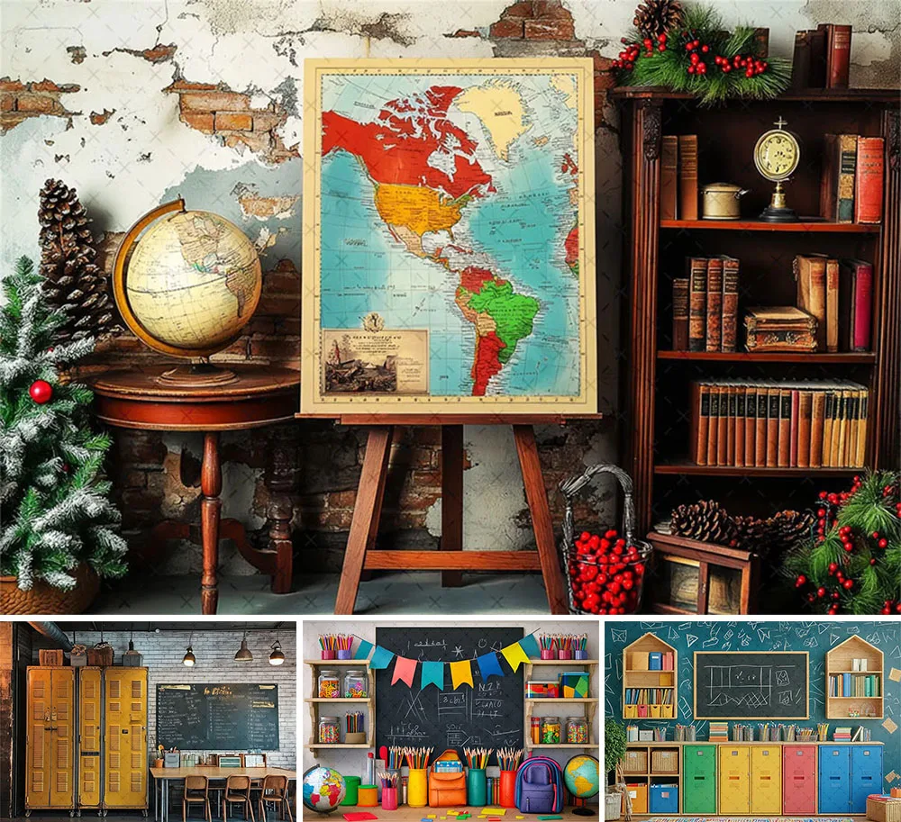 

Mehofond Photography Background Back To School Blackboard Classroom Kids Birthday Cake Smash Portrait Decor Backdrop Photo Studi