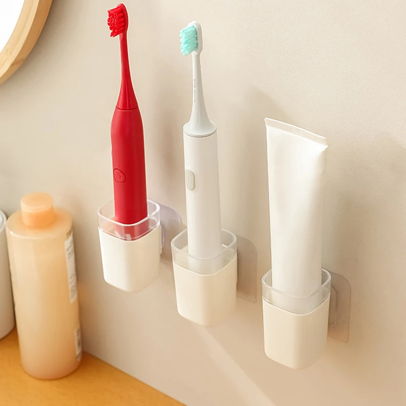 Electric Toothbrush Holder, Bathroom Wall Mounted Toothbrush Storage Base No Punching Required Toothpaste Appliance Storage Rack