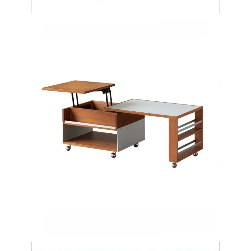 

Lifting rotating solid wood rock slab coffee table household living room small apartment mobile sofa side table