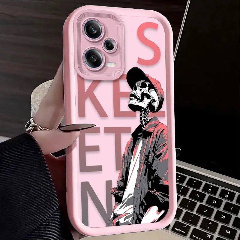 Street Fashion Skeleton Telefoon Case Voor Xiaomi Redmi Note 13 14 12 11 Pro Plus 5G 14S 12S 11S 10S 10 9 Redmi 14C 13C 12C 12 4G