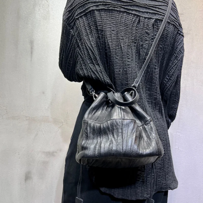 Genuine leather women bag handcrafted top-layer sheepskin fashionable ladies hand-held saddle bag single-shoulder crossbody bag